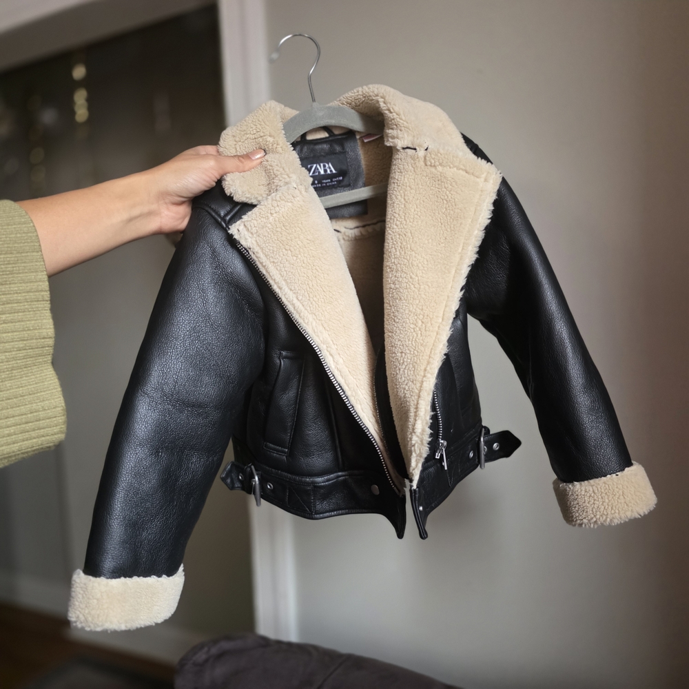 Zara Black and Cream Kids Jacket